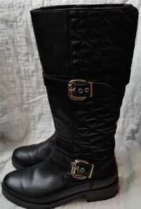Gerry Weber Women's Black Leather Boots Quilted Zippers Buckles EU 37 US 6 - Picture 1 of 7