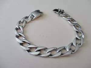 Sterling Silver Men's Bracelet Chain style heavy duty 9 inches long 1/2 inch - Picture 1 of 2
