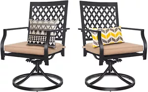 2Pcs Patio Chairs Set Outdoor Swivel Dining Chair with Cushion for Pool Balcony - Picture 1 of 12
