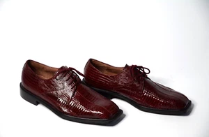 Mens Giorgio Brutini Oxblood Red Snakeskin Square Toe Lace Up Dress Shoes 8M NEW - Picture 1 of 6