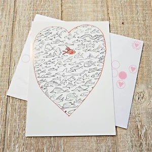 Valentines Day Greeting Card Red Heart Fish In The Sea One In A Million - Picture 1 of 7