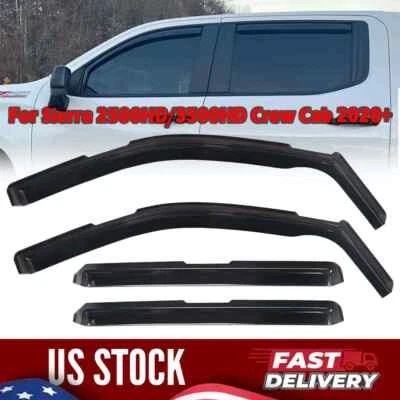 Rain Guards Vent Visors Shade For GMC For Sierra 2500HD 3500HD Crew Cab 2020-24 - Изображение 1 из 4
