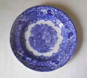 Piatto laterale George Jones modello Abbazia blu e bianco largo 19 cm anni '30 circa - Foto 1 di 6
