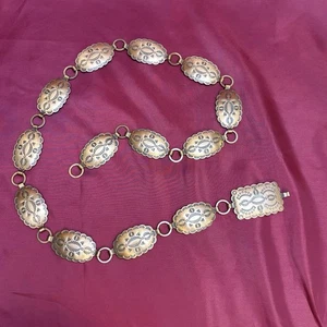 Vintage Southwestern Embossed Copper Concho Chain Link Belt 32” - Picture 1 of 7