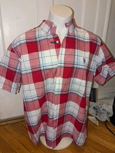 U.S. Polo ASSN. Men Shirt Pony XL Red/White Classic Button Down Short Sleeve New - Picture 1 of 8