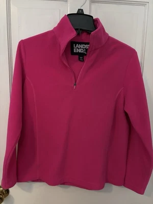 Top Pullover Lands End Fleece Para Mujer 1/4 Cremallera Rosa Caliente Talla Pequeña Pequeño 6/8 Foto 1 de 4