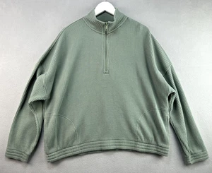 Aerie Pullover Damen 2XL grün Waffelstrick Viertelreißverschluss Stehkragen Sweatshirt - Bild 1 von 10