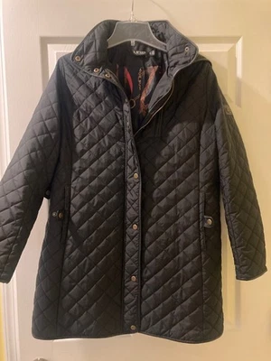 Polo Ralph Lauren женщин выстеганная черный зимнее пальто черный, средний подержанный - Изображение 1 из 4