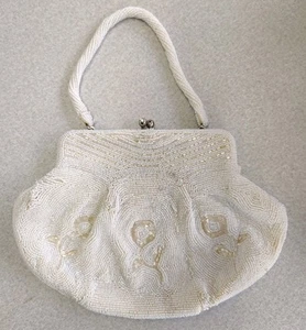 VTH La Regale ITALIENISCHE PERLEN Abendtasche CLUTCH FLORAL CREME STRASS JAPAN - Bild 1 von 10