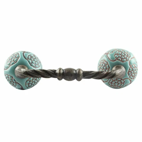 Handmade Ceramic Bridge  Door Handles Pulls Antique Finishing Set of 2 Cover
