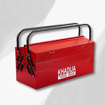 Big Storage 5 Compartment Toolbox with Double Handle for Better Grip Red - Image 1 of 4