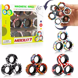 12Pcs Magnetic Ring Fidget Spinner Toys Set, Flag Camo Fingers Magnet Rings, ADH - Picture 1 of 12