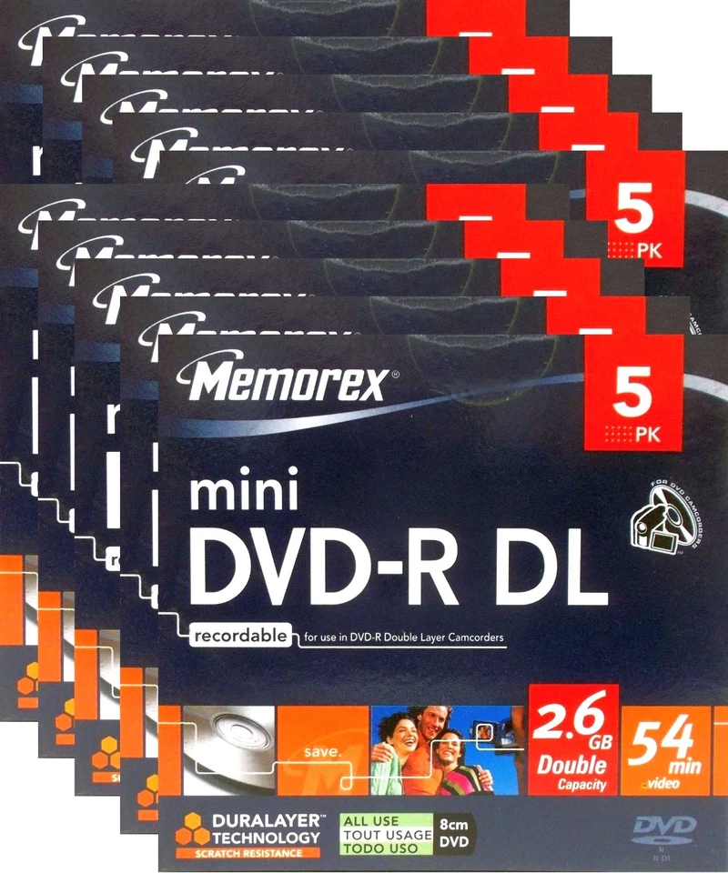 50x MEMOREX MINI DVD-R DL 8 cm DVD 2,6 GB 54 min.