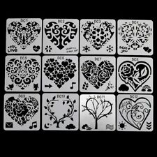 12Pcs Flower Heart Drawing Molds Plastic Children Painting Stencils Paper Ar