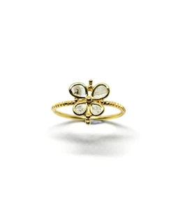 Natural Slice Polki Diamond Flower Stackable Dainty Minimalist 925 Silver Ring - Picture 1 of 3