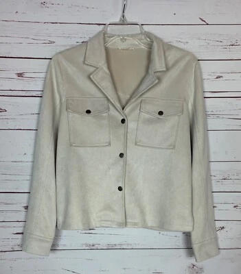 Chaqueta de Primavera Mystree Boutique Para Mujer S Pequeña Beige Crema Vegana Imitación Gamuza Foto 1 de 4