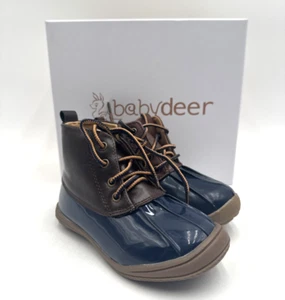 Baby Deer Unisex Kids' NEW Toddler Duck Boots Brown/Blue US Size 9 Medium NIB - Picture 1 of 10