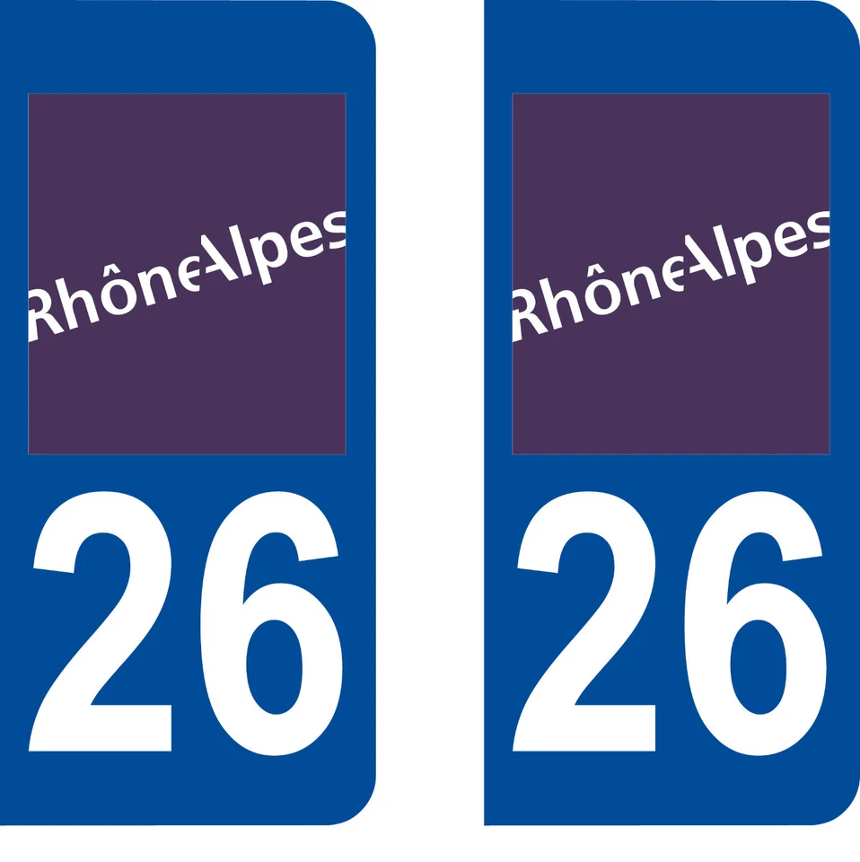 SAFIRMES Département 26 sticker 2 autocollants style immatriculation AUTO PLAQUE