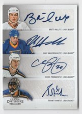 2013-14 PANINI CONTENDERS QUAD AUTO BRETT HULL HAWERCHUK PRONGER FUHR ST LOUIS