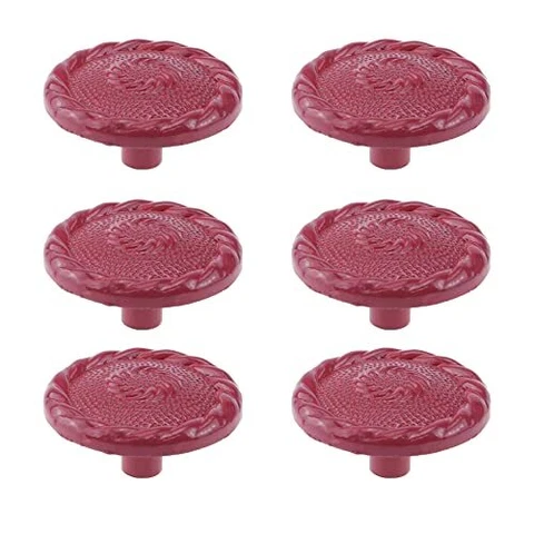 MY MIRONEY 6PCS Red Kitchen Cabinets Knobs Hardware Vintage Drawer Knobs Zinc Cover
