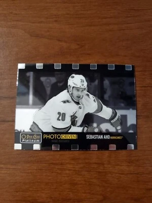Sebastian Aho - 2020-21 O-Pee-Chee Platinum- #PD-12 - Photo Driven - Hurricanes  - Image 1 of 2