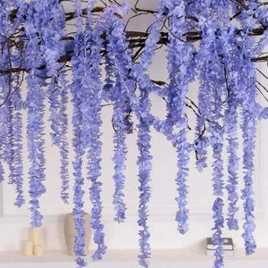 Artificial Hanging Wisteria Silk Flowers Vine Plant Wedding Garden Trailing 5 Pa - Picture 1 of 13