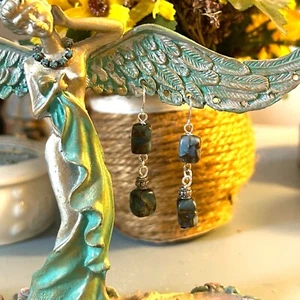 Bohemian ausgefallene Jaspis Ohrringe von CurlanceCreations - Bild 1 von 3