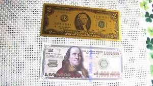 3- Dollar Bills With Gold Embossed complete, and two = One Million fun Ben note - Picture 1 of 5