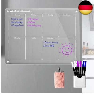 Magnetischer Wochenkalender aus Acryl für Kühlschrank, transparenter M - Bild 1 von 4