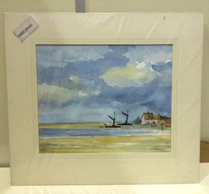 John Kane - Estuary with Boats Original Watercolour - Mounted ( In Stock) - Picture 1 of 1