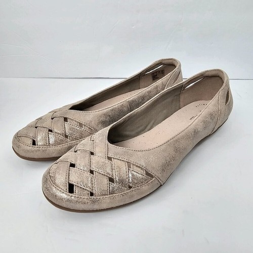 Ballerine donna Clarks Gracelin Maze peltro metallizzato punta tonda comode taglia 11M