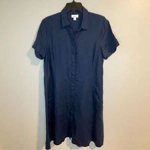 J. Jill Blue 100% Linen Shirt Dress Casual - Picture 1 of 7