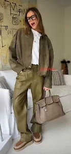 ZARA NEW WOMAN KHAKI FAUX SUEDE BOMBER JACKET SIZE L REF. 4344 155 - Picture 1 of 7