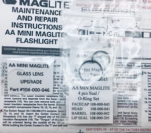 Authentic OEM "AA" Mini Maglite Glass Replacement Lens with 4 pcs O-ring Set - Picture 1 of 4