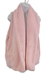 Womens Mesh + Lace Faux Fur Pink Vest Sz L - Picture 1 of 5