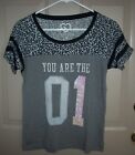 Aeropostale LIVE LOVE DREAM Leopard YOU ARE THE 01 Sequined PS T-Shirt - Used