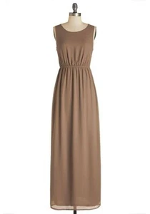 Modcloth Before the Gala Dress Maxi Bown Sz S NWT Twisted back w/ cutouts - Picture 1 of 8