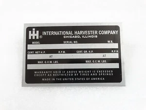 DATA PLATE FITS TO HARVESTER  INTERNATIONAL COMPANY SCOUT TRUCK 1970'S #V233-7 - Picture 1 of 7