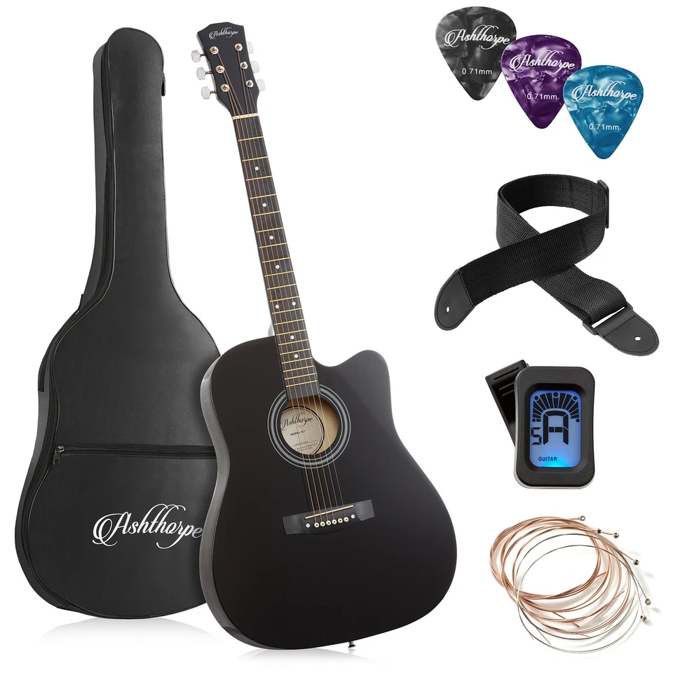 41-inch Beginner Cutaway Acoustic Guitar Package - Starter Kit w/ Tuner, Gig Bag - Image 1 of 1