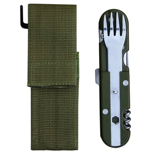 Camping Essbesteck 5-teilig mit Etui Outdoor Besteck klappbar oliv Korkenzieher - Bild 1 von 2