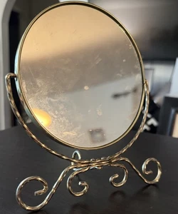 Vintage stehender Waschtisch Make-up doppelseitig einfache Vergrößerung 5 Zoll Spiegel klappbar - Bild 1 von 3