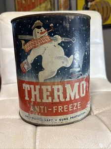 RARE Vintage One Gallon Thermo Antifreeze Advertising Can Sign Snowman - Picture 1 of 11
