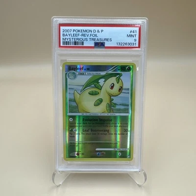 2007 Pokemon Diamond & Pearl Bayleef Reverse Holo Mysterious Treasures #41 PSA 9 - Image 1 of 4