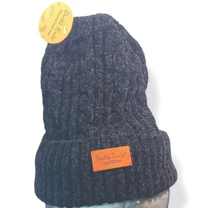 Brits Knits Faux Fur Hat Cap Black Beyond Soft Beanie Chunky Lined 1 Size NWT - Picture 1 of 10