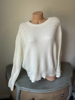 Suéter Liz Claiborne Para Mujer Marfil Crema Talla XXL 2X Brazo Trenzado Crew Foto 1 de 4