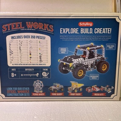 Schylling Steel Works Classic Steel Construction 4 x 4 Starter Set 350 Pieces - Image 1 of 4