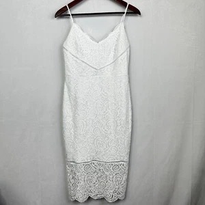 Abito midi pizzo espresso senza maniche scollo a V sposa matrimonio spiaggia bodycon tubino - Foto 1 di 13