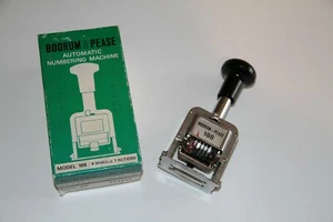 Vintage Boorum & Pease automatische Nummerierungsmaschine Modell 188 6 Räder 7 Aktionen - Bild 1 von 6