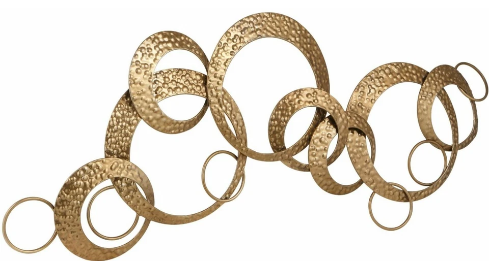 Leonique Wand Deko Objekt KREISE Metall 125x48,5 Wanddekoration gold - Bild 1 von 1