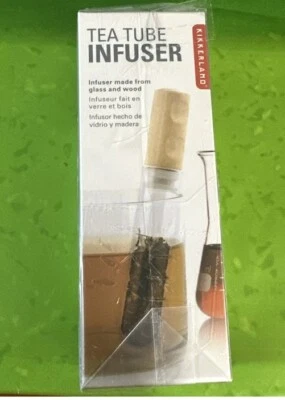 Kikkerland Tea Infuser, Tube Glass And Wood With Flower Power Tea 1 Oz - Image 1 of 4